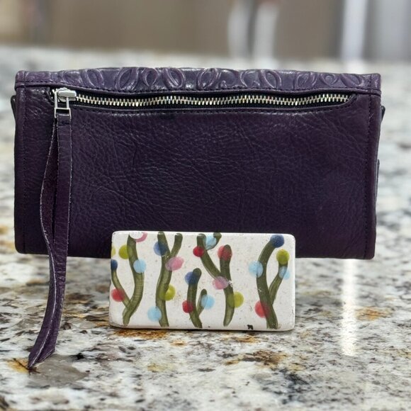 Alex and Ani leather embossed leather wallet - Deep Purple - Picture 2 of 8